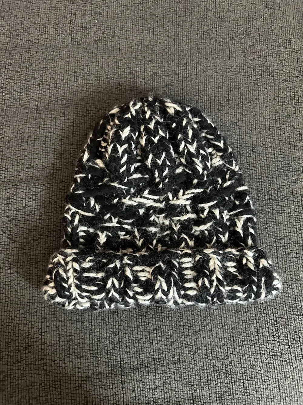Eugenia Kim Chunky Knit Wool Baby Alpaca Beanie Black Ivory One Size